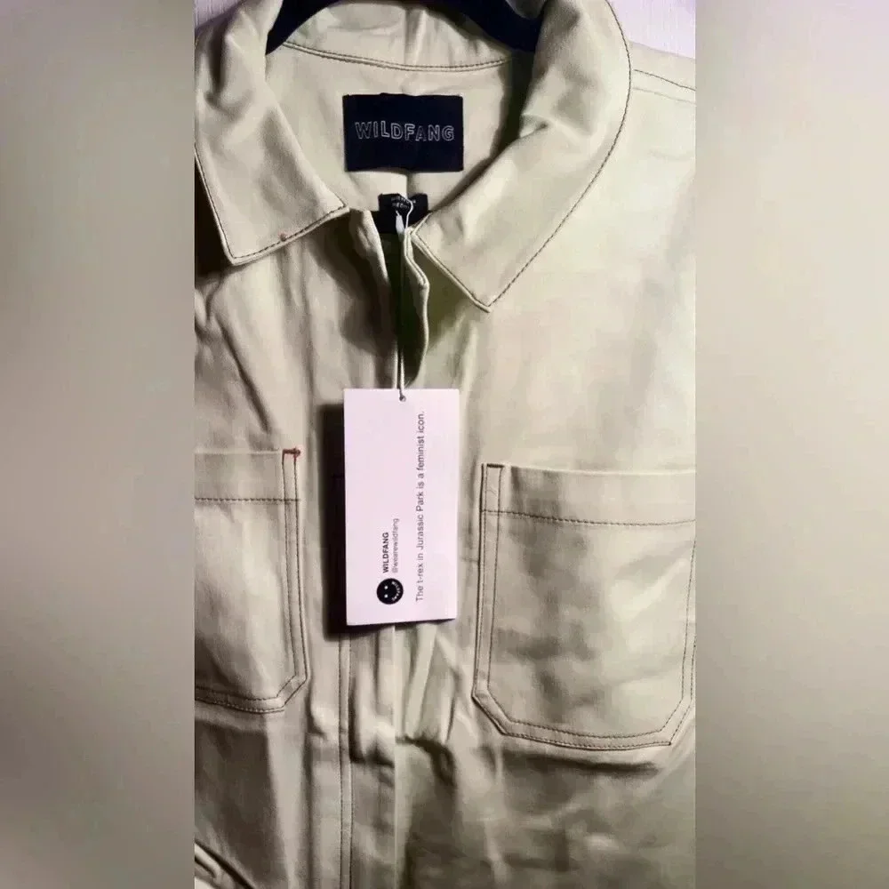 NWT Wildfang The Essentail short sleeve cotton green athletic pockets Coverall M - Picture 3 of 6